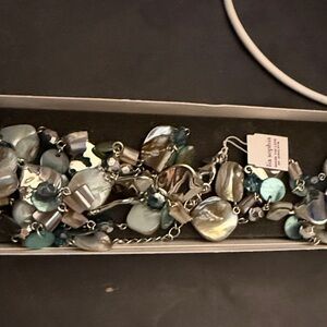 Lia Sophia Blue and Silver Shell Necklace Ocean Air 43-46”